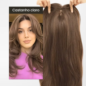 Top Closure - Topo de Cabelo Natural com Franja 50cm 200g | Para Alopecia e Falhas