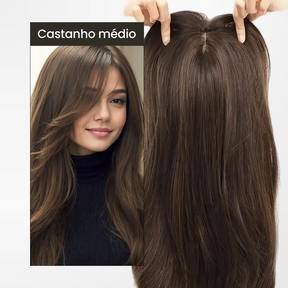 Top Closure - Topo de Cabelo Natural com Franja 50cm 200g | Para Alopecia e Falhas